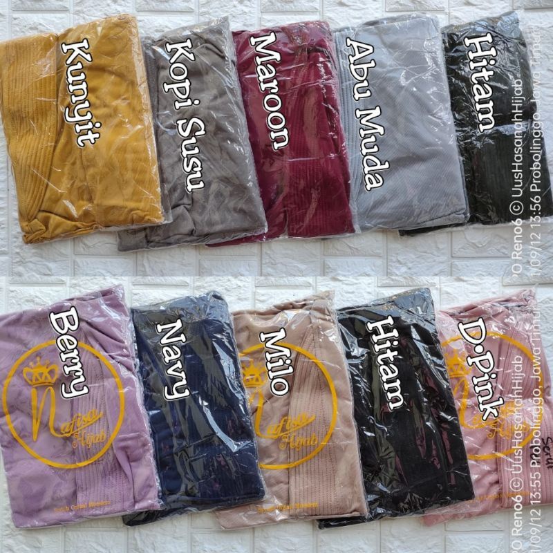 (Jersey Tebal)•Nafisa• SIRIA TALI POLOS•jilbab instan bergo tali•kerudung instan Jersey-1