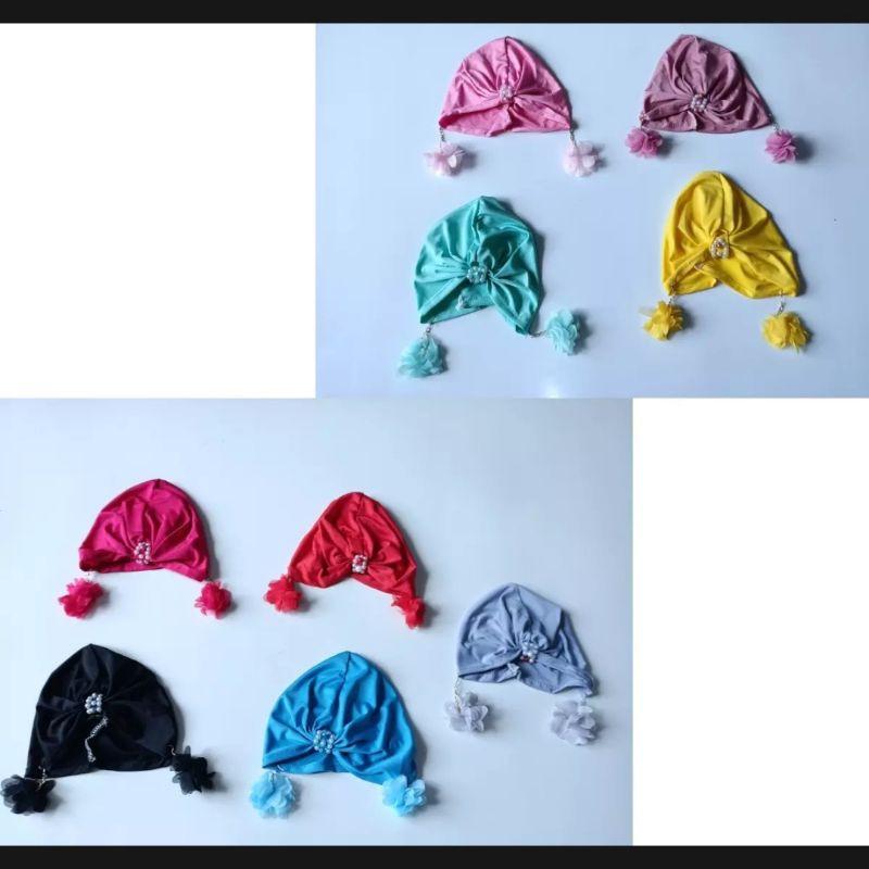 turban Anting Flower anak bayi perempuan Usia 0 - 3 Tahun | ciput baby new born 6 - 2 thn | bandana Baby Girl newborn import Premium lucu 1 - 5 Bulan