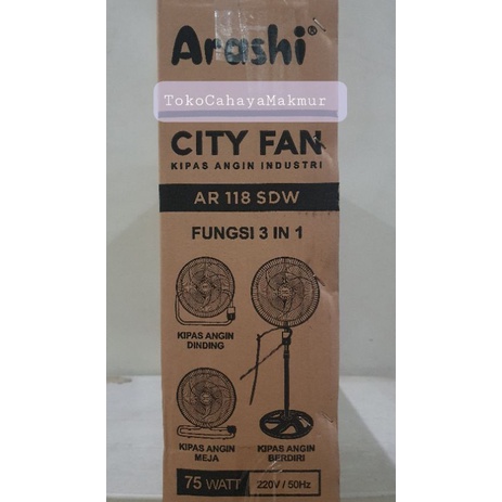 Kipas Angin City Fan 3in1 18Inch 118SDW Arashi / Kipas Angin 3 Fungsi