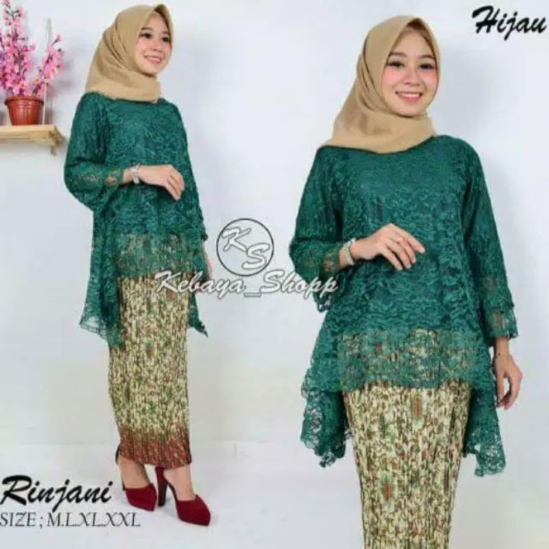 IndahKebaya | SET KEBAYA BROKAT MUSLIMAH / KEBAYA AKAD / WISUDA / HITAM / PUTIH / MOCCA / HIJAU