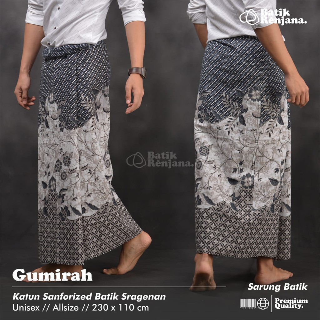 GUMIRAH Sarung Batik Pria Cowok Dewasa Premium Motif Batik Lebaran Asli Solo ALL Size RENJANA