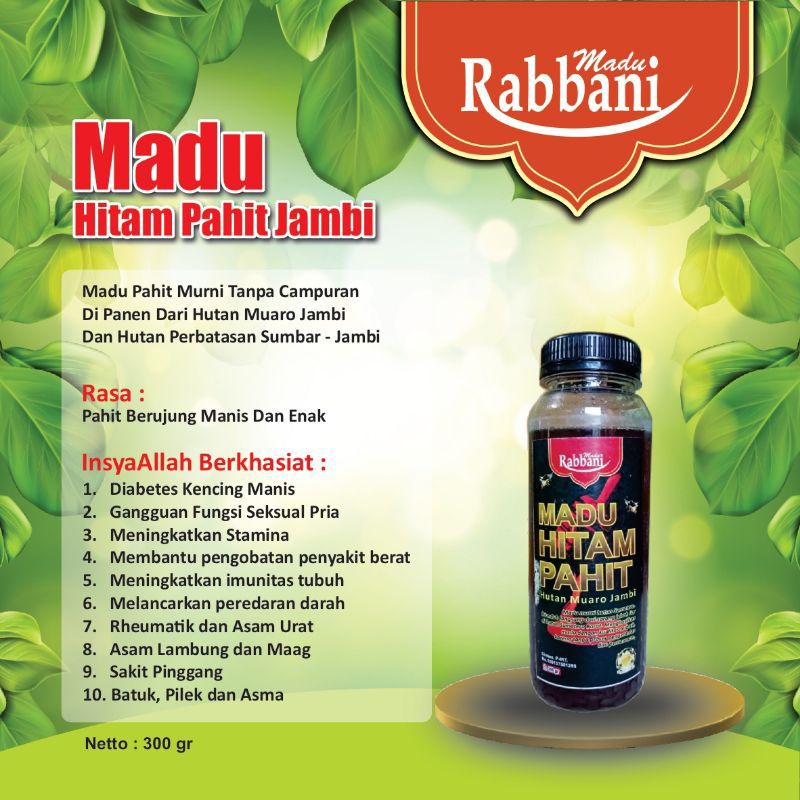 

Madu Hitam Pahit Jambi Murni 100% (300gr)