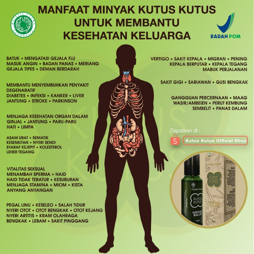 Minyak Kutus Kutus Herbal Organic - 100ml Tamba Waras Bali 100% Original CBKS