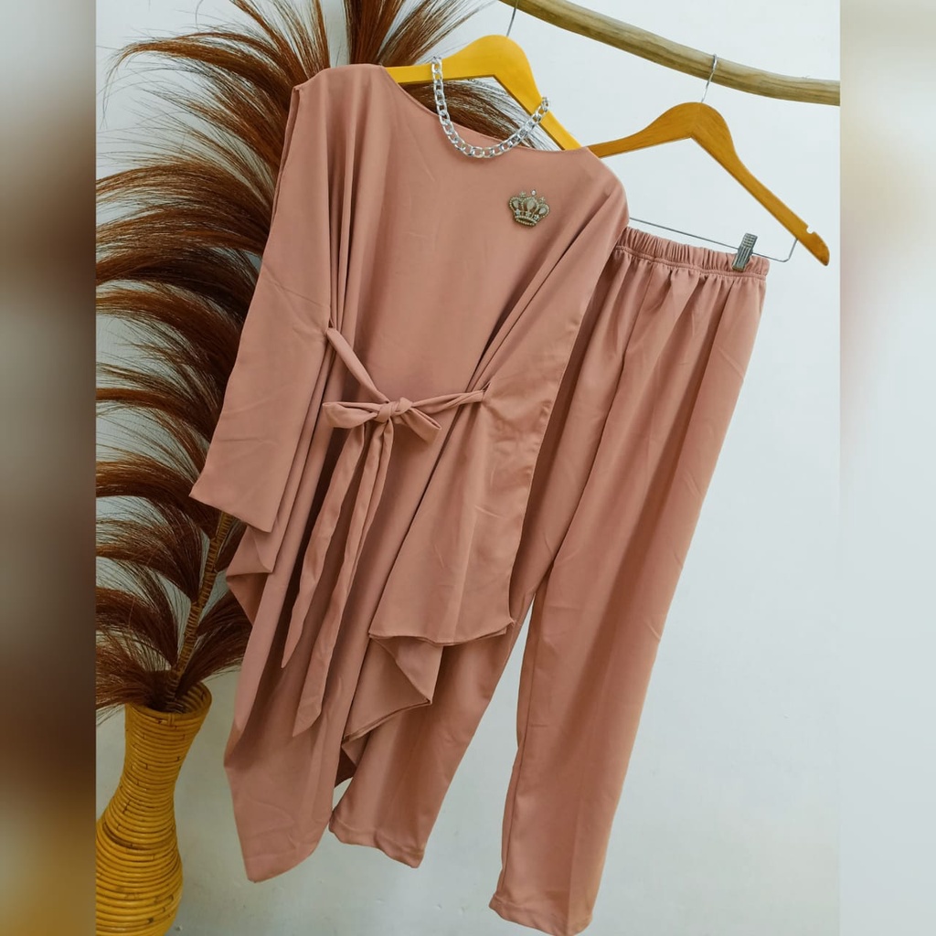 SET KAFTAN ILONA - Setalan Kaftan + Celana Panjang (Free Belt) - Set Kaftan