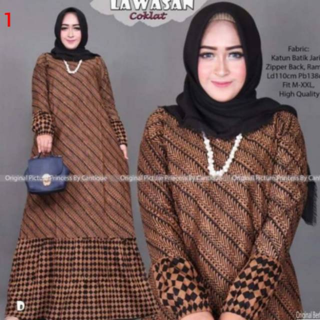 GROSIR GAMIS BATIK LAWASAN COKLAT JUMBO ##1  (BS)