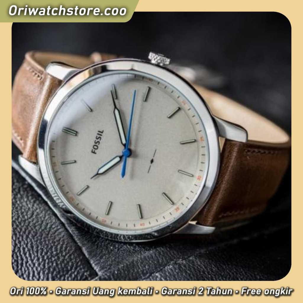 TERLARIS FOSSIL ORIGINSL GARANSI JAM TANGAN PRIA THE MINIMALIST FS 5306 LEATHER STRAP