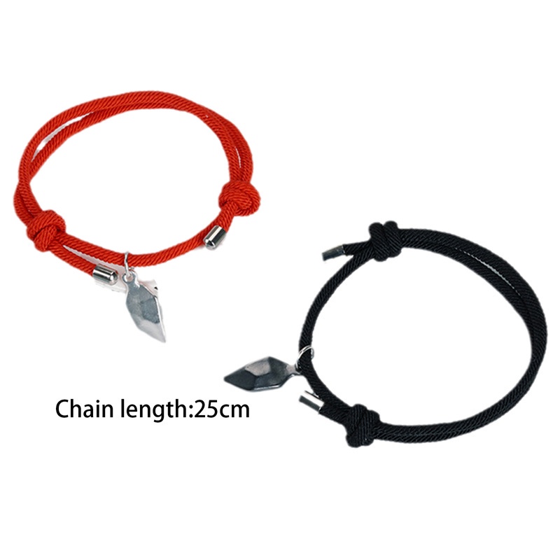 Fancyqube 2pcs Gelang Tali Kepang Magnetik Liontin Hati Bahan Stainless Steel Untuk Pria Dan Wanita