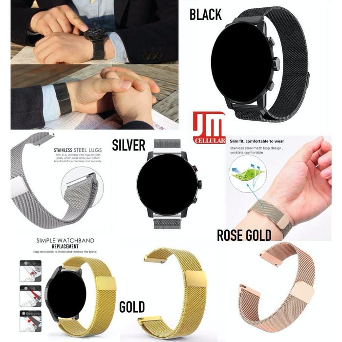 [[COD]] Tali Jam Tangan Strap SEIKO Lugs 18mm 20mm 22mm - Milanese Loop Metal - Rose Gold, 22mm