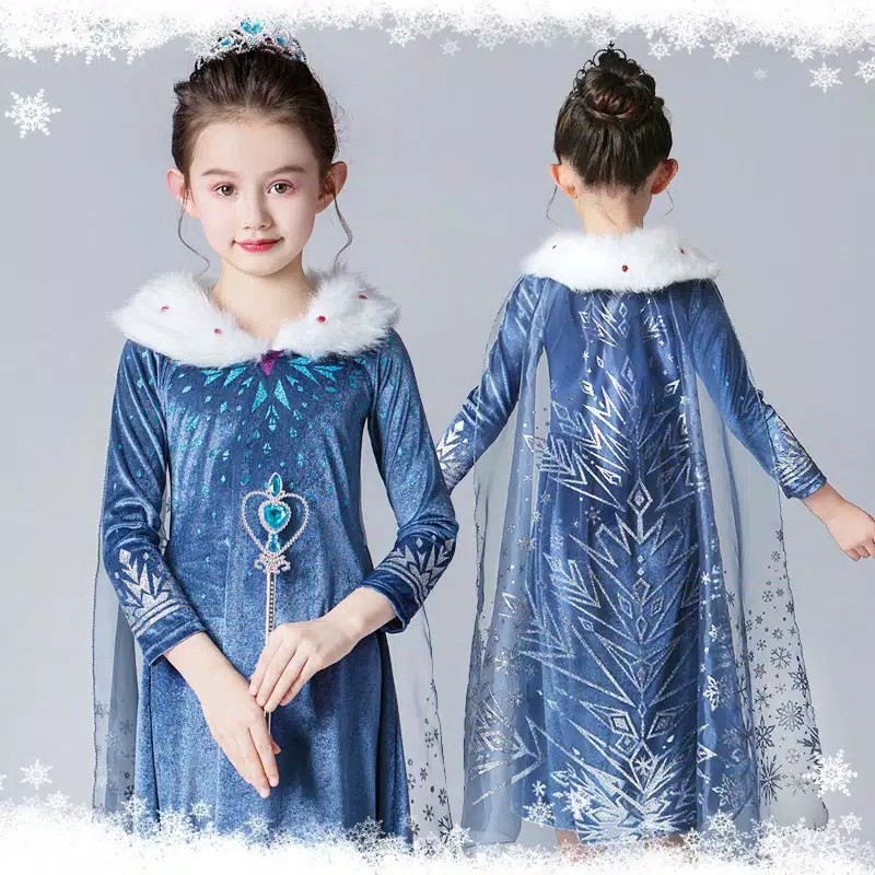 [Brandedbaby] 3T-9T DRESS PRINCESS WINTER PREMIUM / KOSTUM PRINCESS IMPORT WINTER WONDERLAND