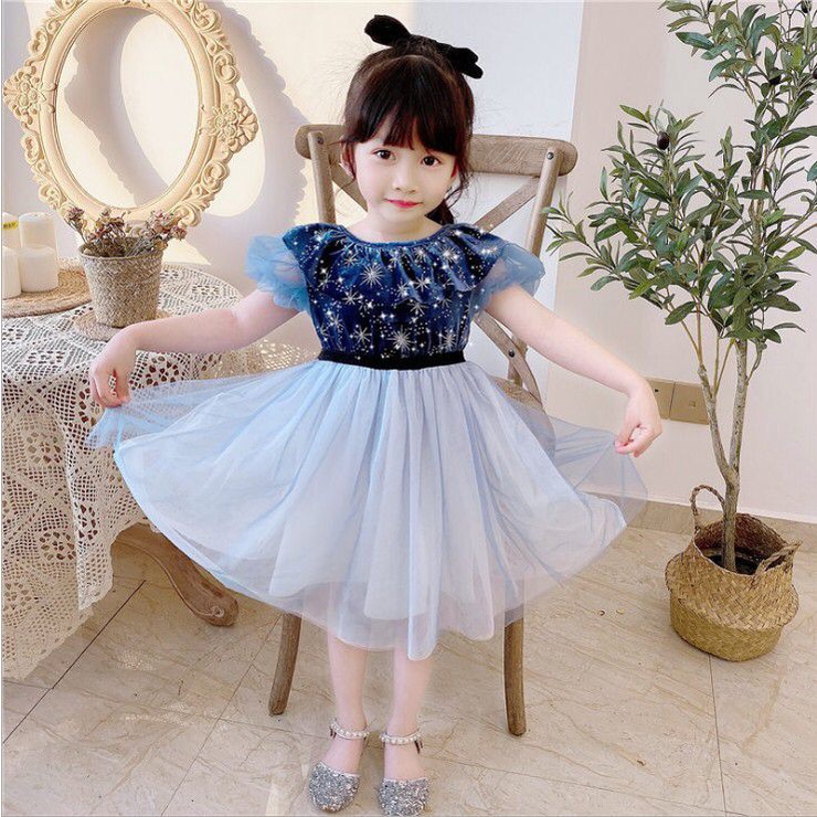 (LOLI-JKT) BS-212 DRESS ANAK ALA KOREA BLUE STAR SIZE 100-130