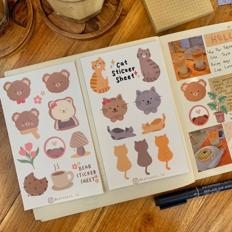 

Sticker Sheet Cute/Sticker/Bear sticker sheet/cat sticker sheet/estetik sticker/sticker jurnal/aesthetic sticker jurnal/stiker jurnal/stiker lucu/journaling/aesthetic sticker/sticker kisscut
