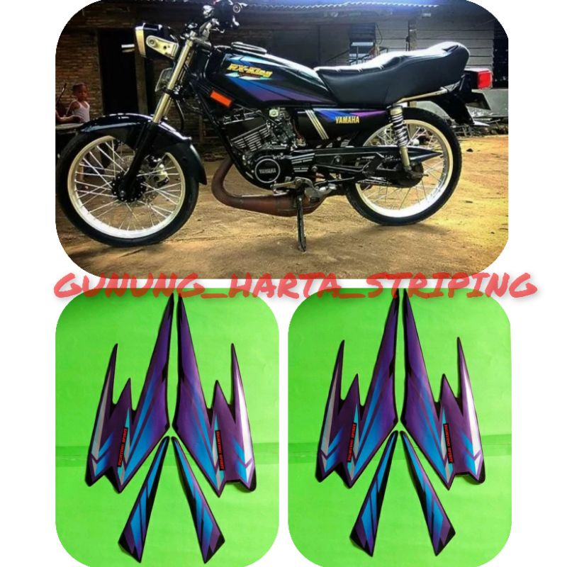 Stiker Striping motor yamaha RX-KING 2002 standar original hitam ungu