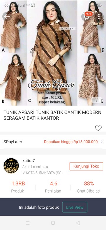 Tunik Apsari Tunik Batik Cantik Modern Seragam Batik Kantor