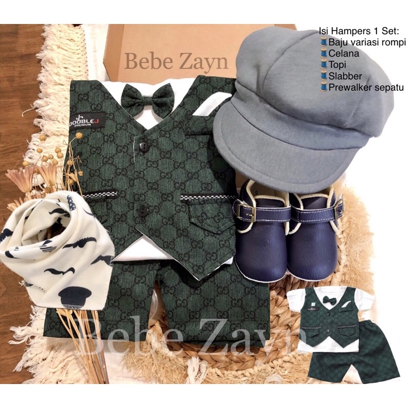 {BEBE ZAYN} Hampers baby/ hampers bayi/ baby gift/ kado bayi/ baby newborn/ Baby Boy/ Baby Boy Set-Tuxedo Guess Army