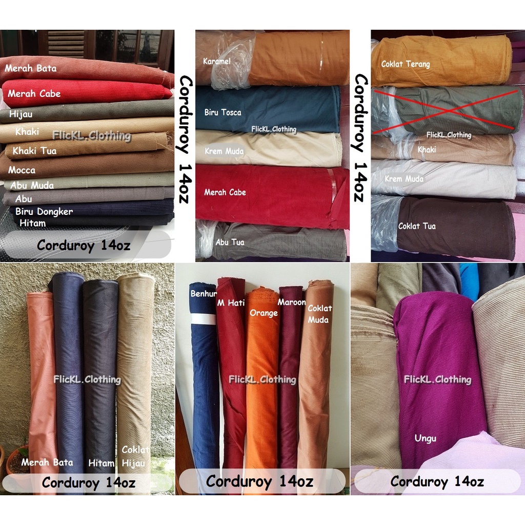 Bahan Kain Corduroy Katun Bahan Corduroy Kain Korduroi Kain Cordura Katun Premium Serat Sedang Salur Besar Tebal 14oz Harga 0.5Meter 50Centimeter