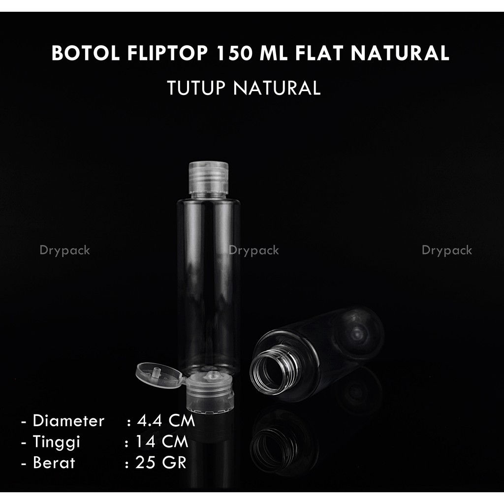 Botol fliptop 150 ml Flat Natural tutup Natural