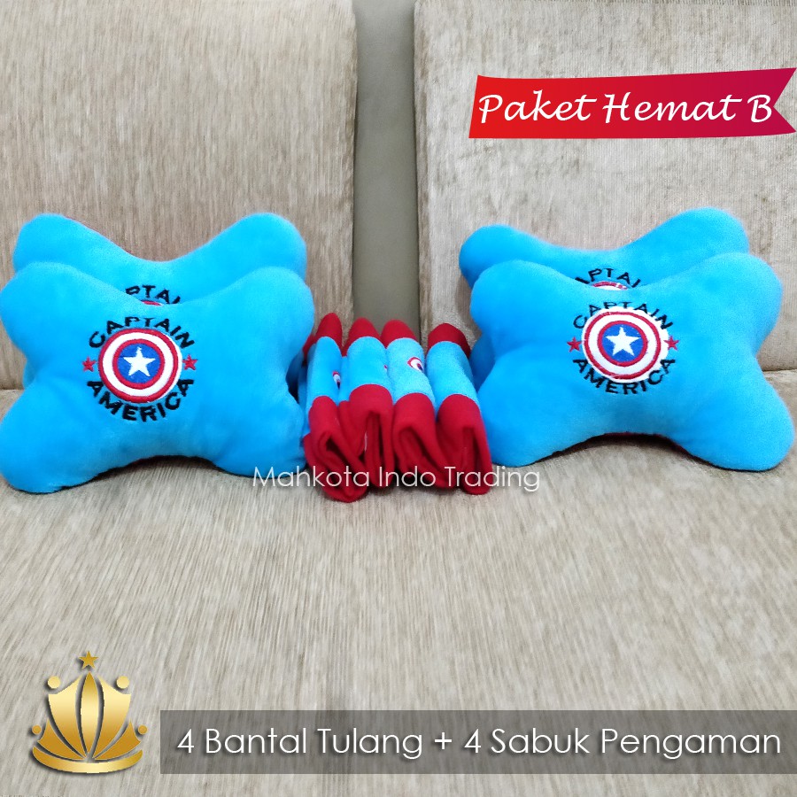 BANTAL MOBIL CAPTAIN AMERICA / TEMPAT SAMPAH CAPTAIN AMERICA / AKSESORIS MOBIL CAPTAIN PAKET HEMAT