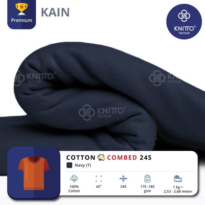 KAIN COTTON COMBED 24S NAVY (BAHAN KAOS)