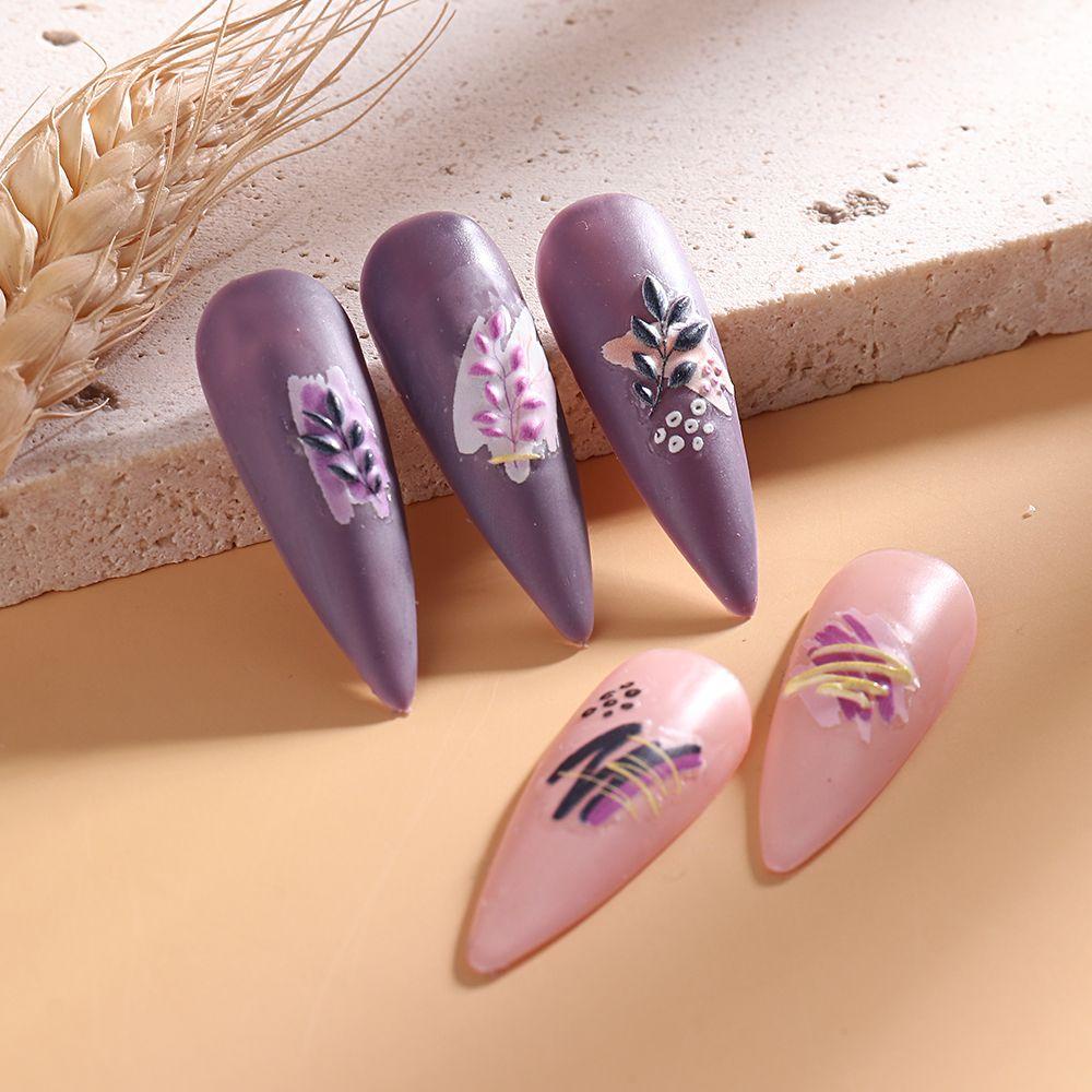 R-flower Nail Art Sticker Decals Akrilik Desain Ukiran Timbul Perekat Diri 5D Hollow