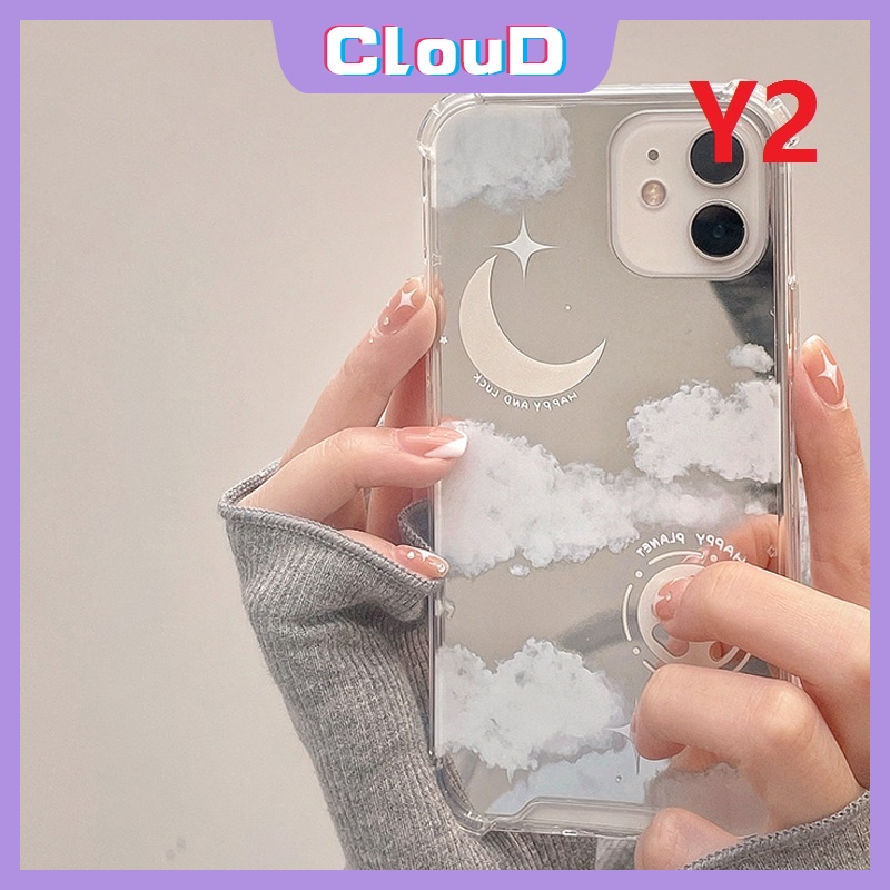 Soft Case TPU Motif Bunga / Bulan / Daun / Cermin Untuk IPhone 11 13 12 Pro Max 7 8 Plus XR X XS Max SE 2020