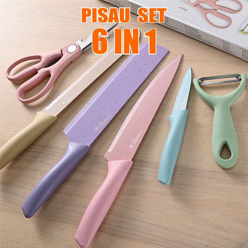 PISAU MARMER Set 6 in 1 | PISAU DAPUR| KITCHEN KNIFE SET 6 IN 1 | PISAU MACARON VIRAL