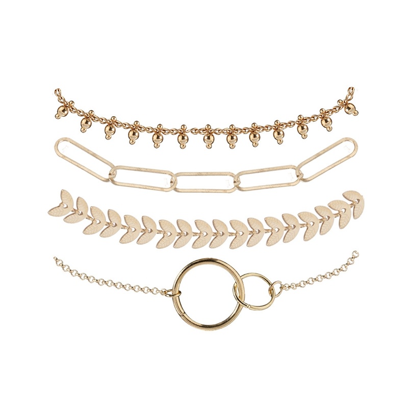 [Z H Perhiasan] 4PC/1set hip hop rock retro Perempuan fashion Gelang stainless steel Pesta Perhiasan Aksesoris