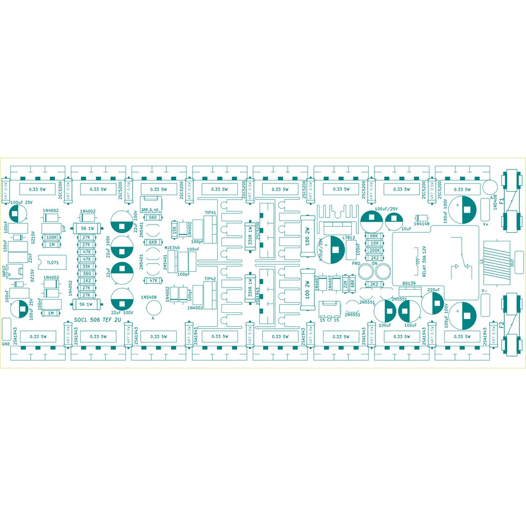 PCB SOCL 506 TEF Amp 2U with Tr Final Dauble Layer