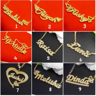 kalung nama titanium monel anti karat kalung nama titanium kalung nama kalung nama anak perempuan kalungnama kalung nama sendiri aksesori wanita