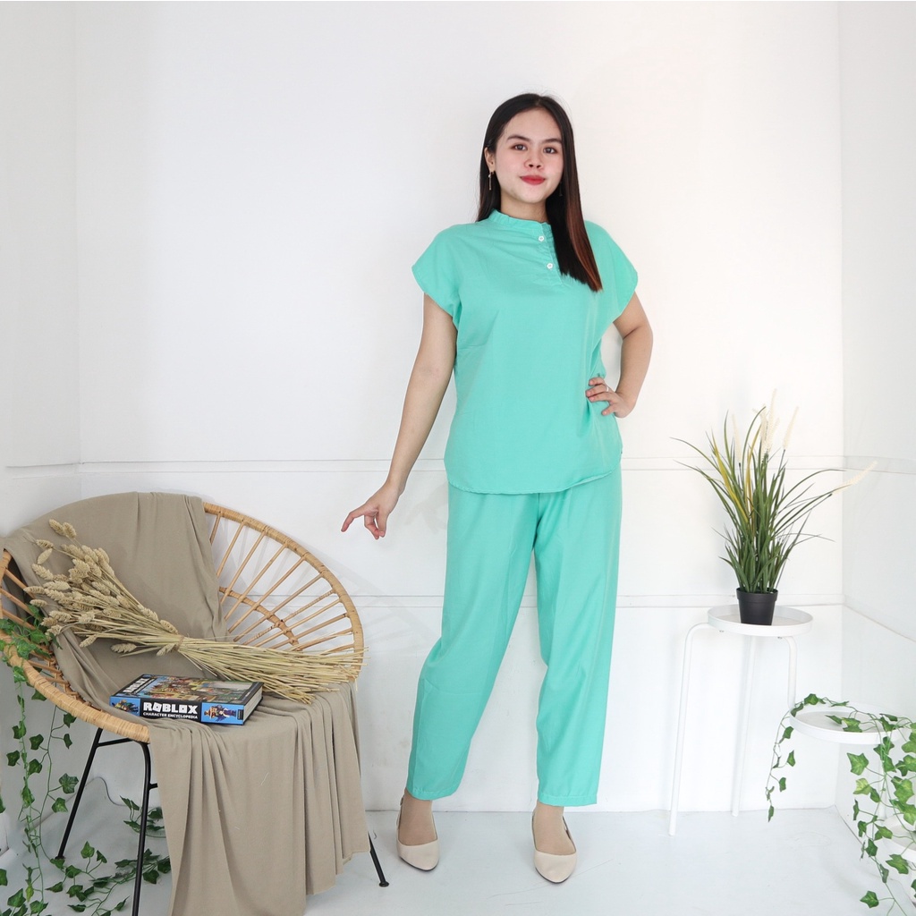 IZANY Piyama ONE SET AEON / Setelan Aeon Lengan Pendek Allsize Plain Polos-TOSCA PLAIN