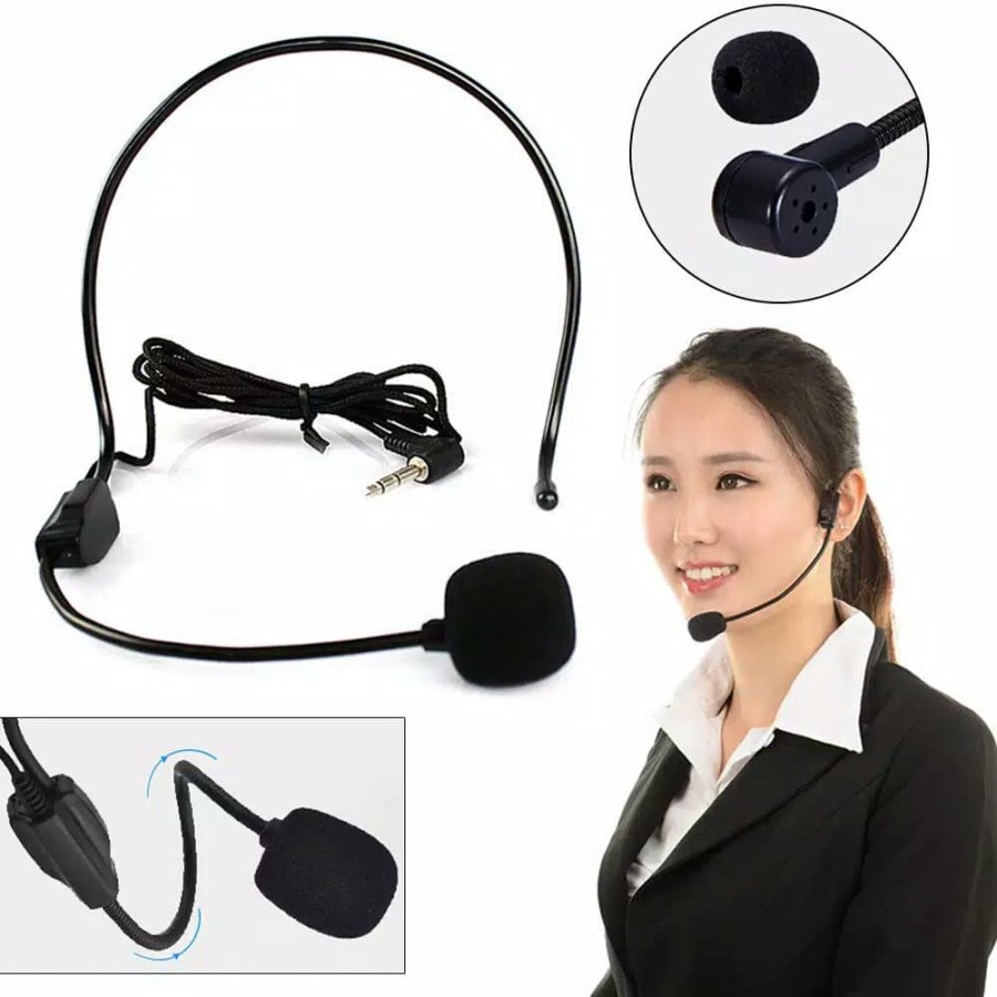 Mic Clip on Bando Microphone Kabel Headset Bando Jack 3.5mm Youtube Sing