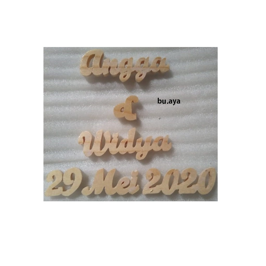 HK3 Tidak PO Huruf Kayu Nama Mahar Ukiran Wood Craft Chipboard Tinggi 5 cm