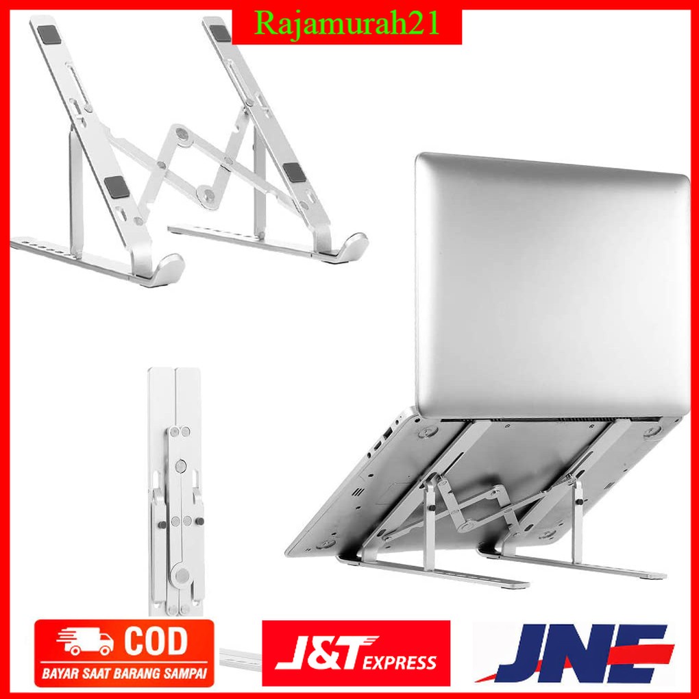 PROMO Docooler Laptop Stand Lipat Aluminium Foldable Adjustable 7 Level - N7 - Silver - 7RCF0USV