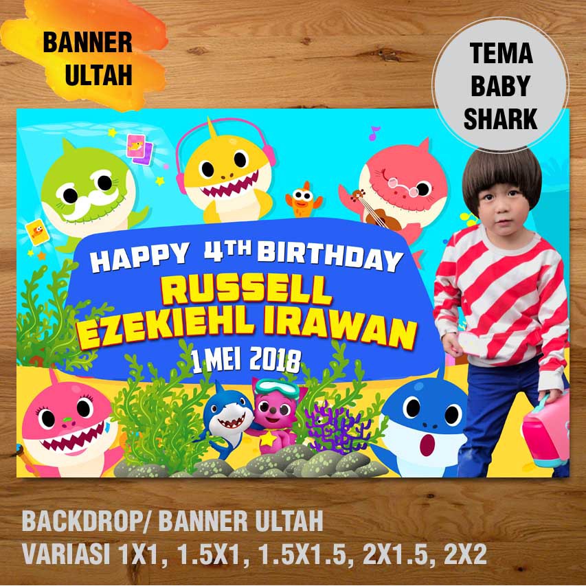 Baby Shark Banner Backdrop Spanduk Ulang Tahun Ul Tah Variasi Ukuran Besar Shopee Indonesia