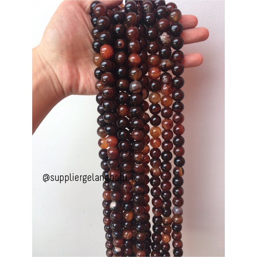 carnelian Bahan Gelang kalung black red Agate Natural Stone 14mm akik alam asli kesehatan olshop