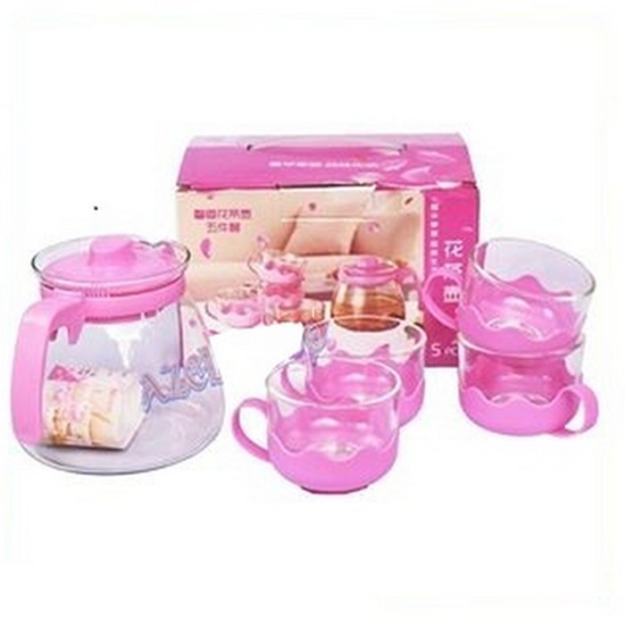 [BISA COD] SETT TEKO TEA POT SET 5 IN 1/TEKO DAN GELAS KACA SET / TEKO TEH SET 5 in 1 GRATIS BUBBLE