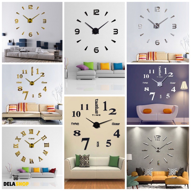 Jam Dinding Besar DIY Giant Wall Clock Quartz Creative Design 80-130cm