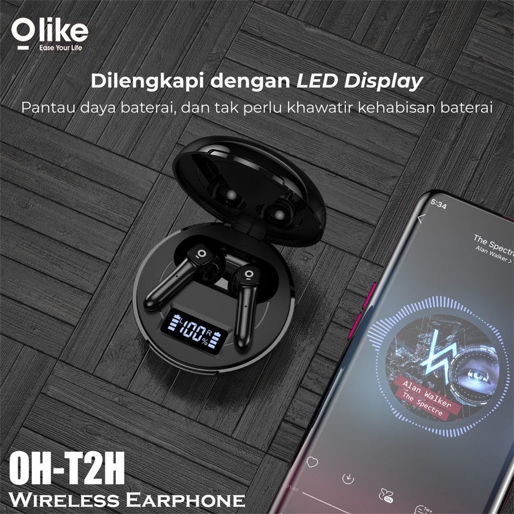 Olike Hero-T TWS OH-T2H Headset Bluetooth 5.1 Earphone Ultra HD Audio Handsfree EARBUDS Garansi Resmi 1 Tahun OHT2H