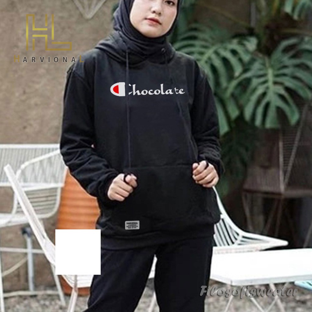 SWEATER HOODIE JEMPER CHOCOLATE UNISEX matt COTTON fleece Premium