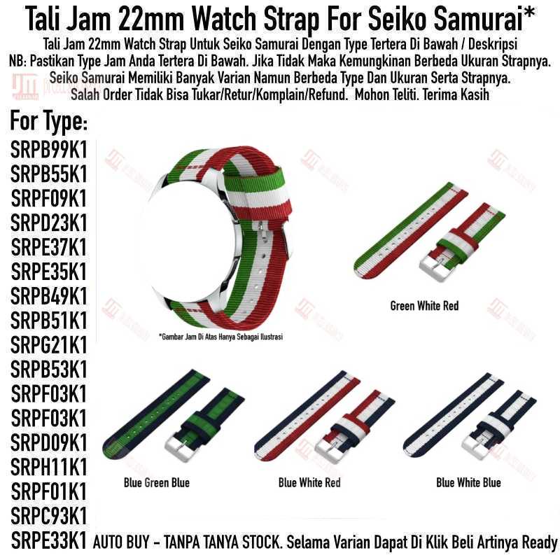 22mm Watch Strap Seiko Samurai - Nylon 3 Baris Tali Jam Tangan Quick Release