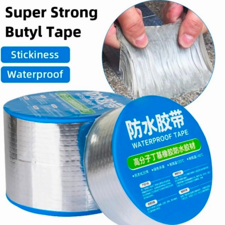 Trend-Lakban Anti Bocor Anti Air Aluminium Foil Butyl Super Waterproof Tape 5mx5cm