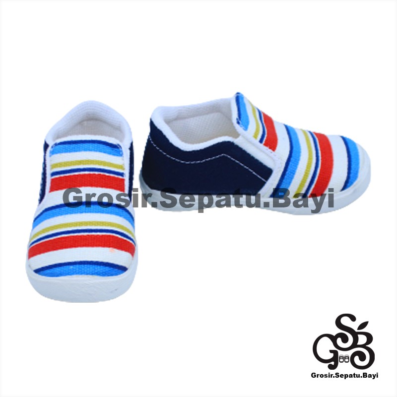 sepatu anak perempuan laki laki slip on motif Rainbow Hitam