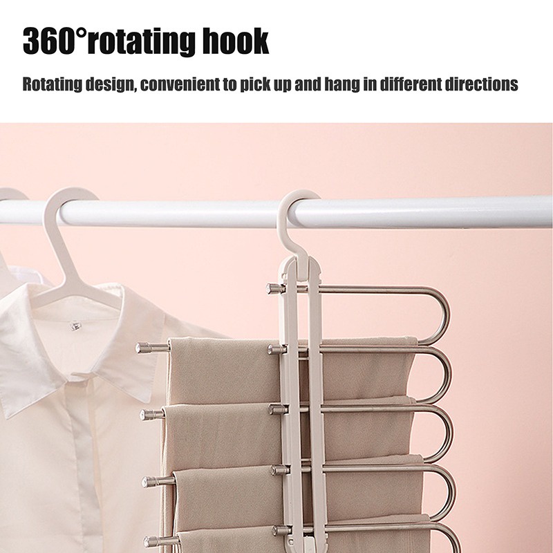 [Newest Multifunction 5 in 1  Pant Rack][Stainless Steel Closet Organizer Clothing Rack][ Magic Trouser Hanger Closet Storage Organizer]