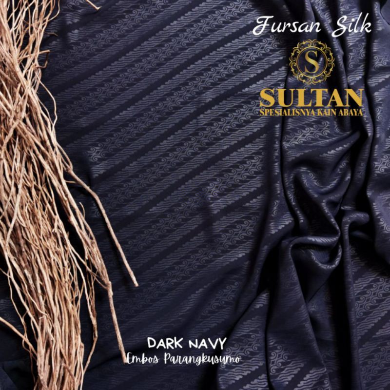 50CM EMBOS PARANGKUSUMO FURUSIYAH SILK DARK NAVY KAIN ABAYA SULTAN (MEREK LAMA: FURSAN SILK)