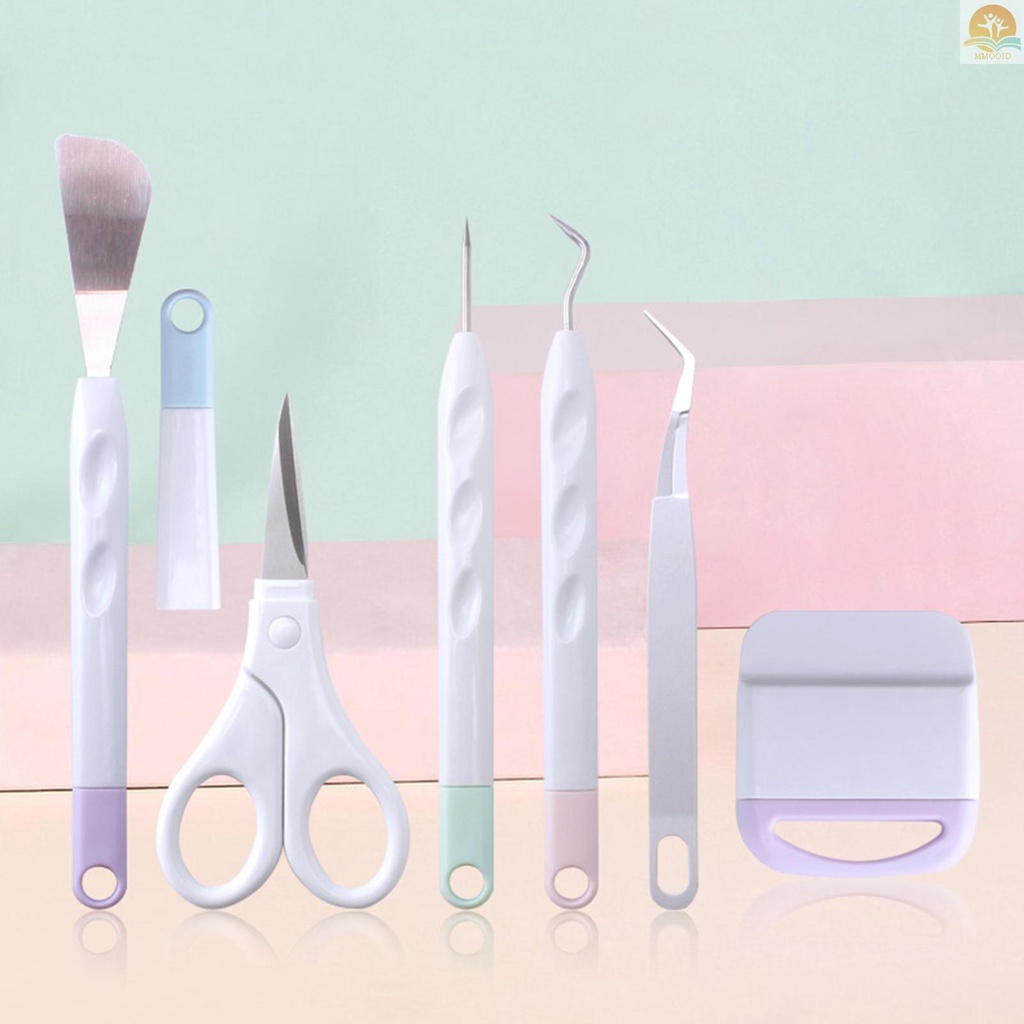 (MMOI) Set Alat Bantu Menyiangi Tanaman Bahan Vinyl + Spatula + Gunting + Pinset Untuk Scrapbook DIY