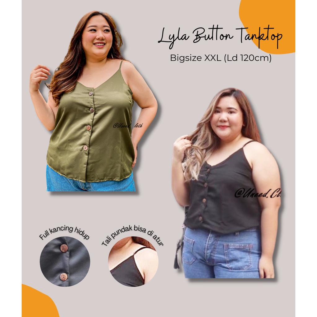 Uneed Cloth / TANKTOP WANITA POLOS / TENGTOP / TANKTOP JUMBO / TANGTOP / TANK TOP KANCING / LYLA XXL