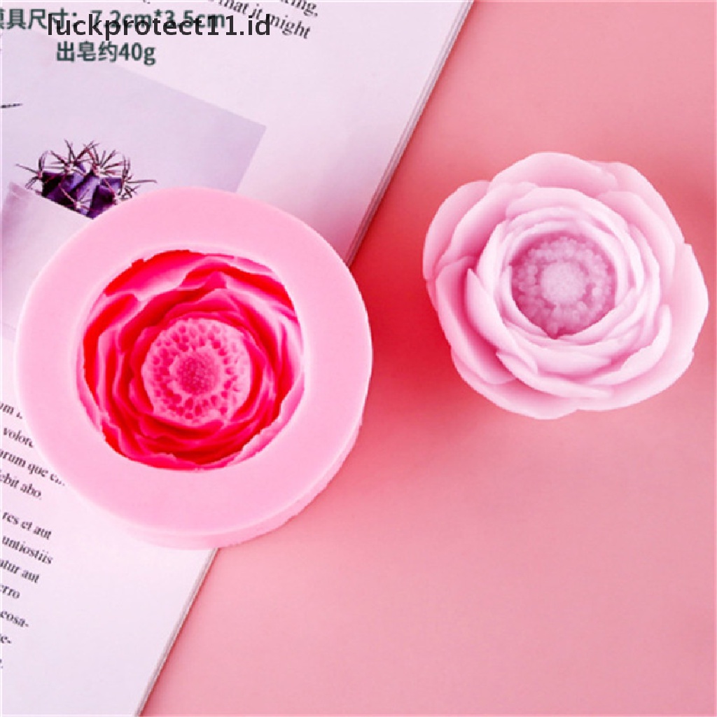 // Hg &amp; ID// Cetakan Silikon Sabun Handmade Bunga Peony Membuat Cetakan Lilin Fondant Cake Decor.