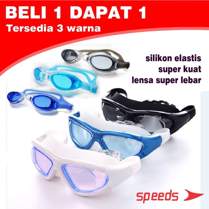 Speed Kacamata Renang Dewasa Anak Big Frame Anti Fog UV LX 9100 LX9100 Bonus kacamata Renang anak