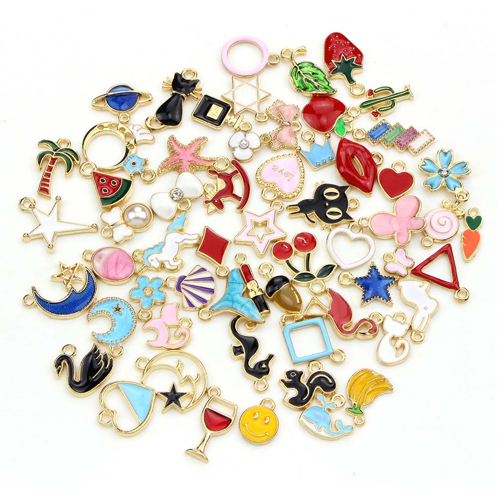 10pcs Liontin Enamel Bentuk Buah Bahan Alloy Tembaga Untuk Perhiasan