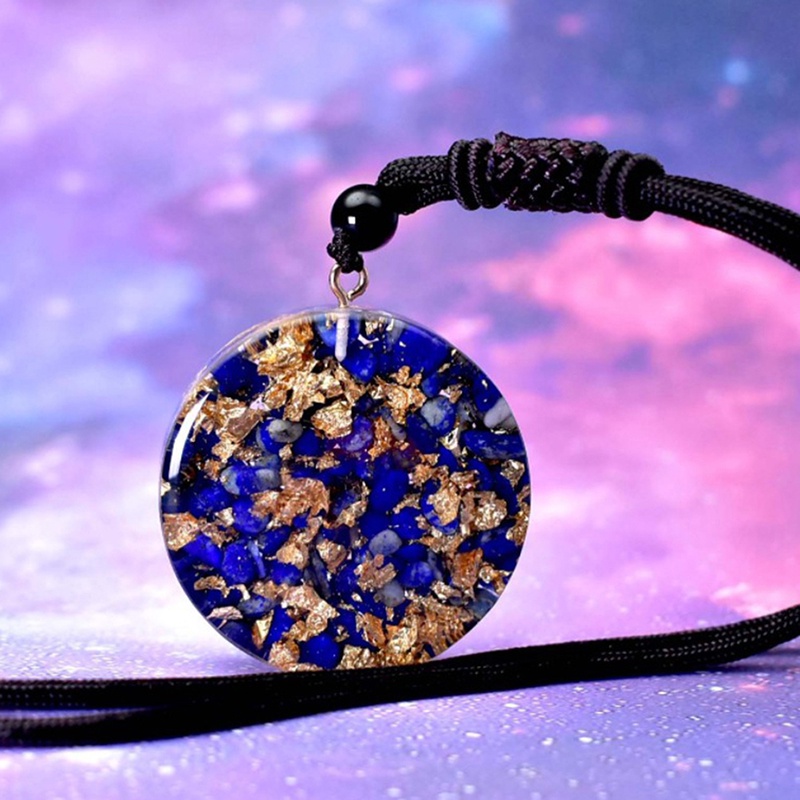 Seven Kalung Tali Dengan Liontin Kristal Chakra Seven Blue Orgonite Untuk Wanita