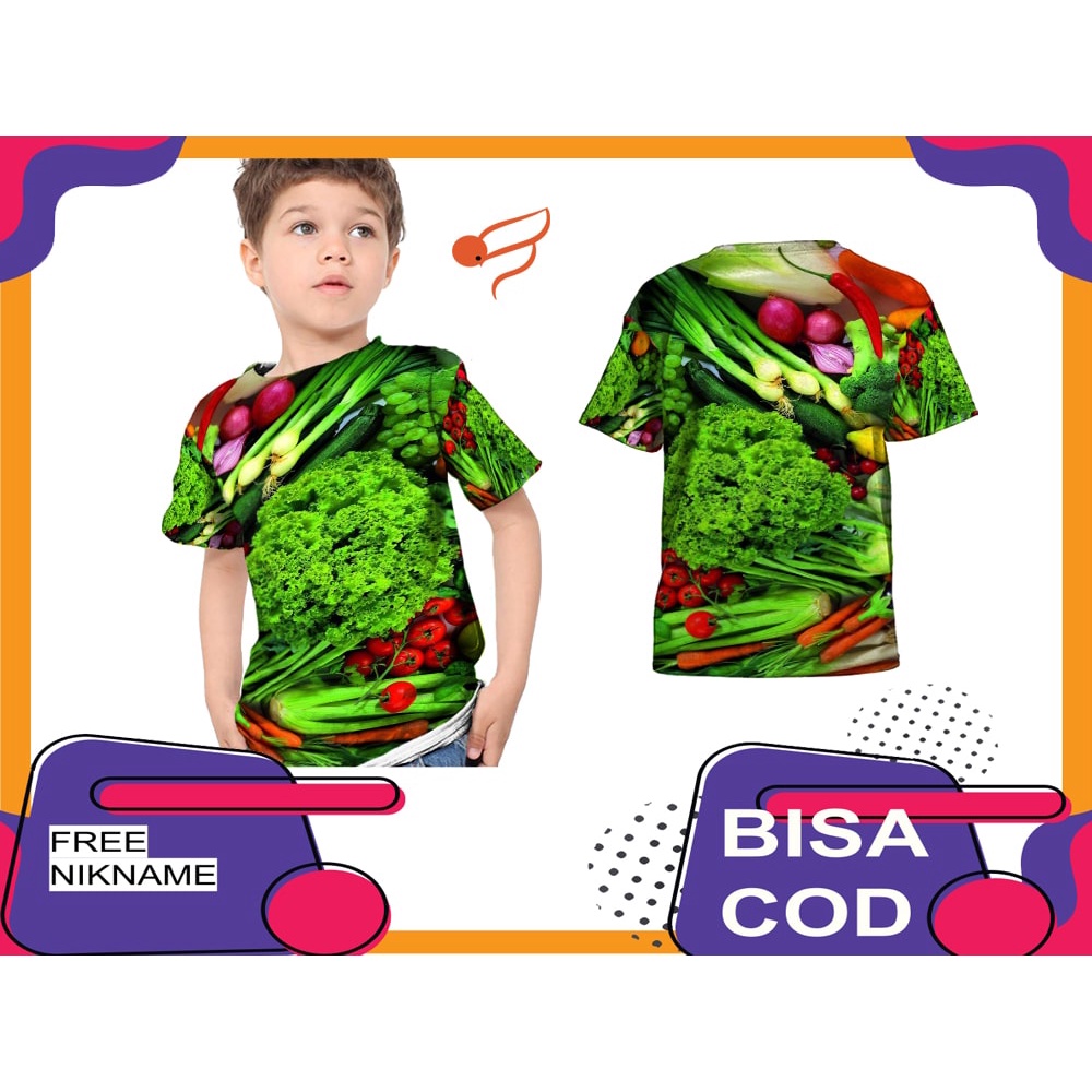 baju kaos buah dan sayur sayuran fullprinting keren berkualitas/baju kaos sayur/sayur sehat/kaos bua